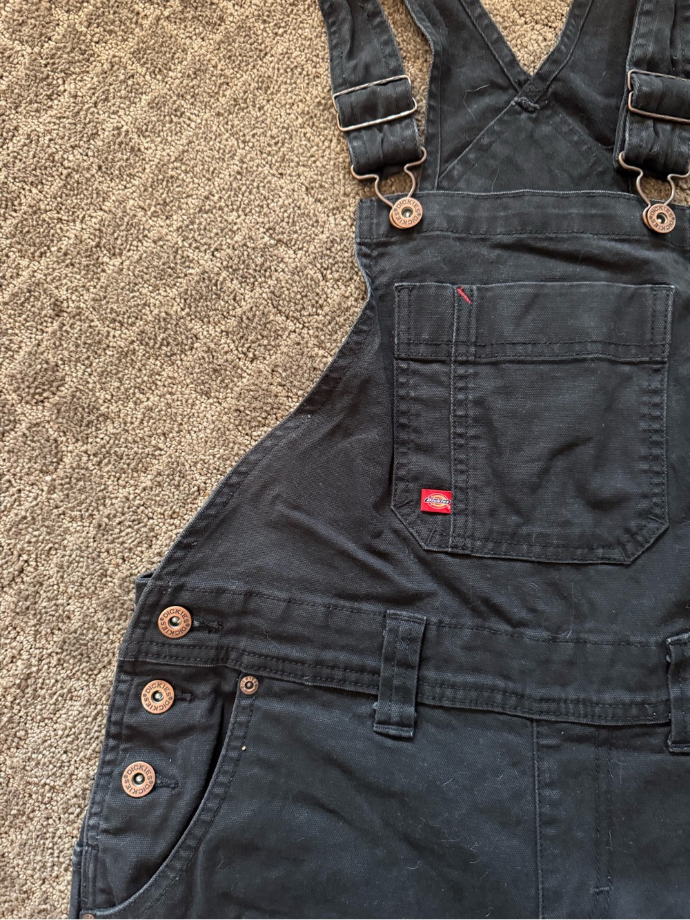 Dickies Black Women's Denim Overalls with Bib Pocket - Picture 3 of 3